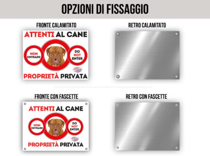 TARGA ATTENTI AL CANE - DOGUE DE BORDEAUX - immagine 2
