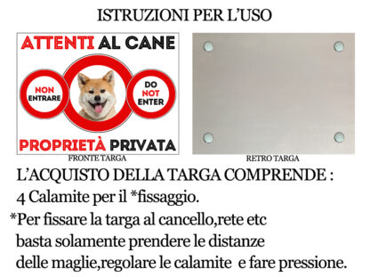 TARGA ATTENTI AL CANE - AKITA INU - immagine 2