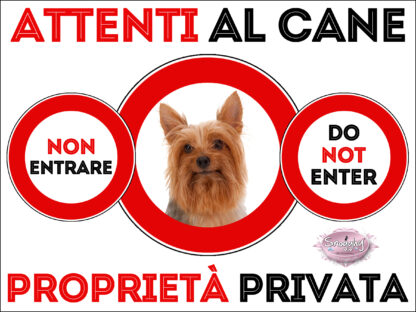 TARGA ATTENTI AL CANE - AUSTRALIAN SILKY TERRIER