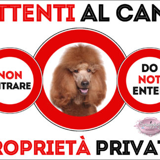 TARGA ATTENTI AL CANE - BARBONE GRANDE MOLE ALBICOCCA