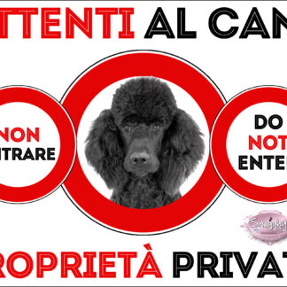 TARGA ATTENTI AL CANE - BARBONE GRANDE MOLE NERO