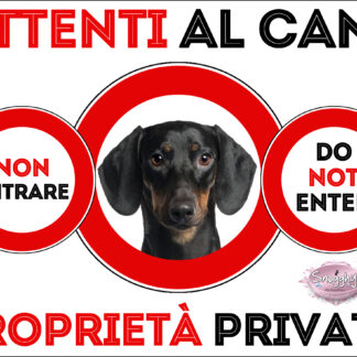 TARGA ATTENTI AL CANE - BASSOTTO NERO