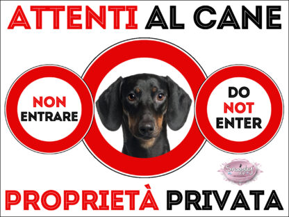 TARGA ATTENTI AL CANE - BASSOTTO NERO