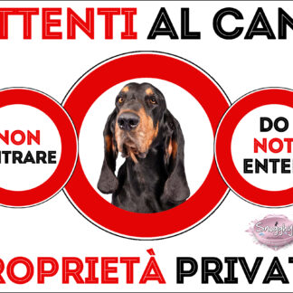 TARGA ATTENTI AL CANE - BLACK AND TAN COONHOUND