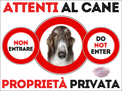 TARGA ATTENTI AL CANE - BORZOI