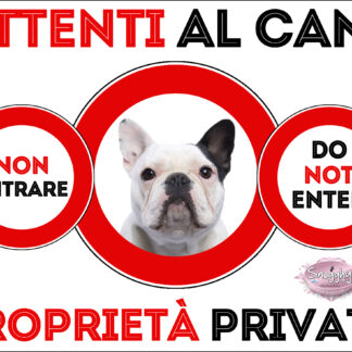 TARGA ATTENTI AL CANE - BULLDOG FRANCESE  CAILLE