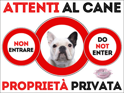TARGA ATTENTI AL CANE - BULLDOG FRANCESE  CAILLE