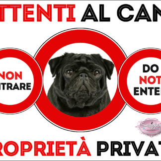 TARGA ATTENTI AL CANE - CARLINO NERO