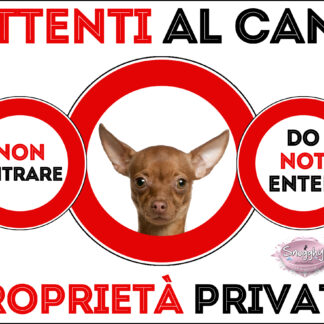 TARGA ATTENTI AL CANE - CHIHUAHUA MARRONE