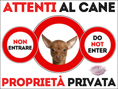 TARGA ATTENTI AL CANE - CHIHUAHUA MARRONE