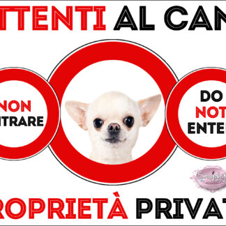 TARGA ATTENTI AL CANE - CHIHUAHUA BIANCO