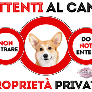 TARGA ATTENTI AL CANE - CORGI