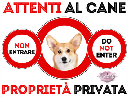 TARGA ATTENTI AL CANE - CORGI