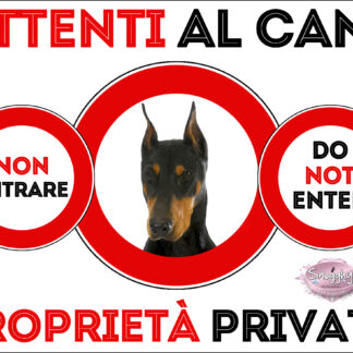 TARGA ATTENTI AL CANE - DOBERMANN