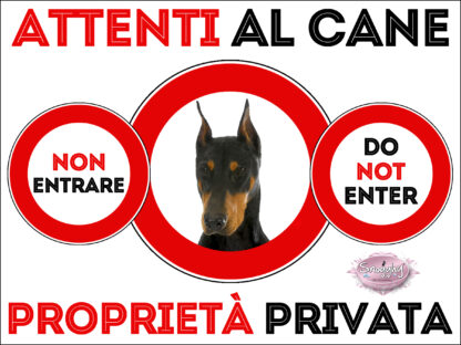 TARGA ATTENTI AL CANE - DOBERMANN