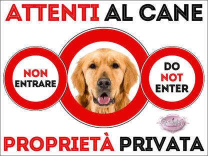 TARGA ATTENTI AL CANE - GOLDEN RETRIEVER