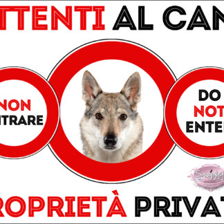 TARGA ATTENTI AL CANE - LUPO CECOSLOVACCO