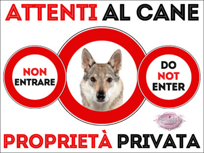 TARGA ATTENTI AL CANE - LUPO CECOSLOVACCO