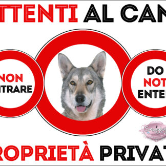 TARGA ATTENTI AL CANE - CANE DA LUPO SAARLOOS