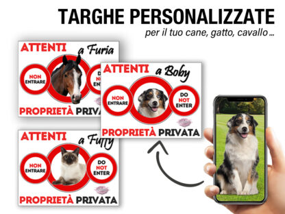 TARGA ATTENTI AL CANE PERSONALIZZATA - immagine 3
