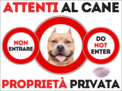 TARGA ATTENTI AL CANE - PITBULL