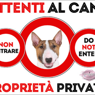 TARGA ATTENTI AL CANE - BULL TERRIER FULVO