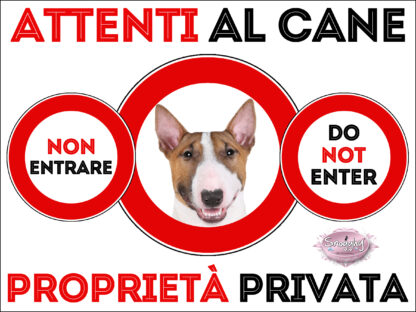 TARGA ATTENTI AL CANE - BULL TERRIER FULVO