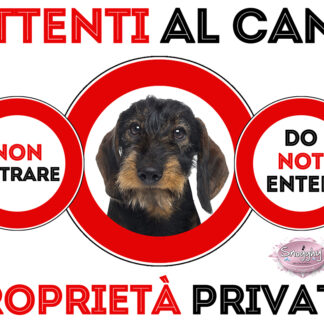 TARGA ATTENTI AL CANE - BASSOTTO KANINCHEN PELO DURO