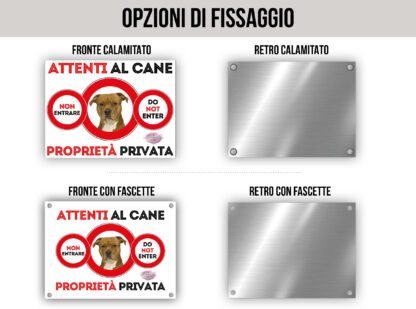 TARGA ATTENTI AL CANE - AMERICAN STAFFORDSHIRE TERRIER FULVO - immagine 2