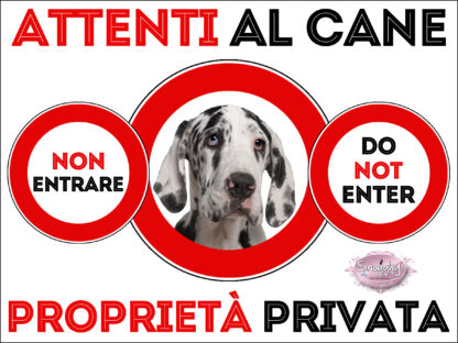 TARGA ATTENTI AL CANE - ALANO ARLECCHINO