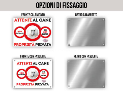 TARGA ATTENTI AL CANE - BARBONE GRANDE MOLE BIANCO - immagine 2