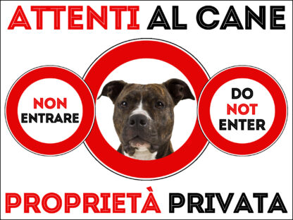 TARGA ATTENTI AL CANE - AMERICAN STAFFORDSHIRE TERRIER
