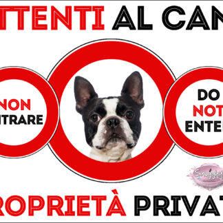TARGA ATTENTI AL CANE - BOSTON TERRIER