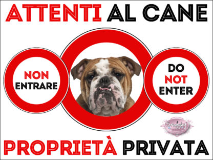 TARGA ATTENTI AL CANE - BULLDOG INGLESE