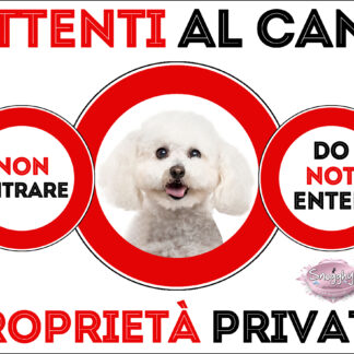 TARGA ATTENTI AL CANE - BICHON FRISE