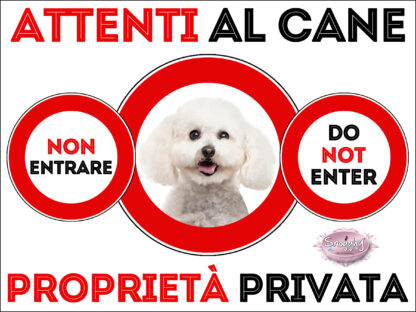 TARGA ATTENTI AL CANE - BICHON FRISE