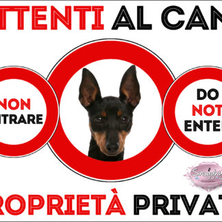 TARGA ATTENTI AL CANE - ENGLISH TOY TERRIER BLACK AND TAN