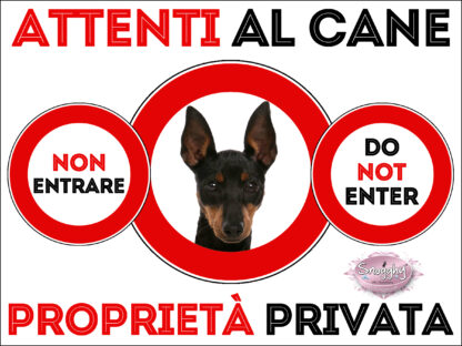TARGA ATTENTI AL CANE - ENGLISH TOY TERRIER BLACK AND TAN