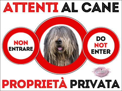 TARGA ATTENTI AL CANE - PASTORE BERGAMASCO